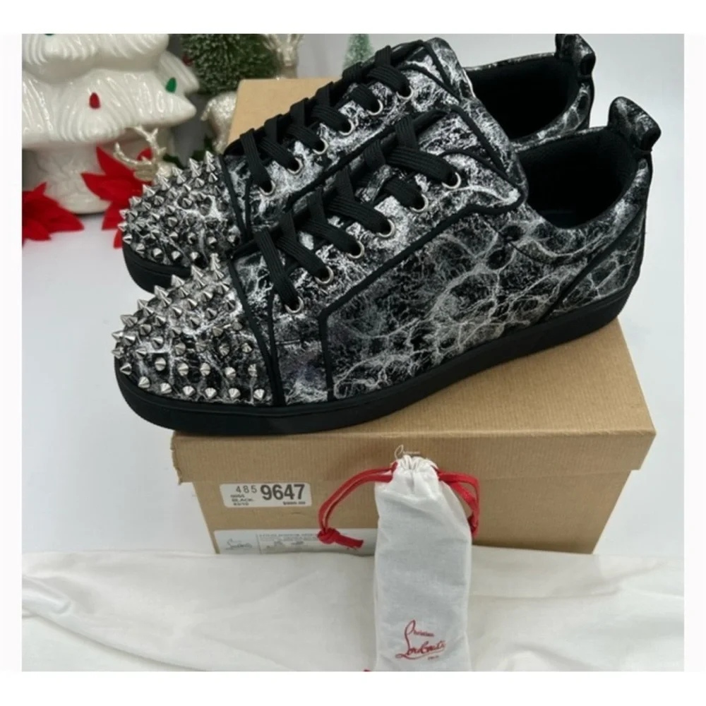 Christian Louboutin, Louis Jr black storm print leather size 45 made Italy - Picture 2 of 9